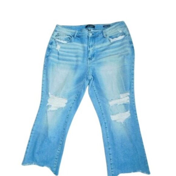 Judy Blue Size 20W Plus Size Straight Crop Distressed Ripped Denim Jeans - Picture 1 of 3